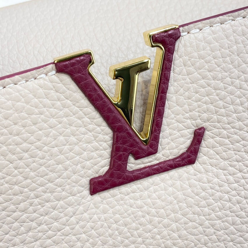 Louis Vuitton Capucines BB M59061 Egg Shell/Lie de Vin Red-7