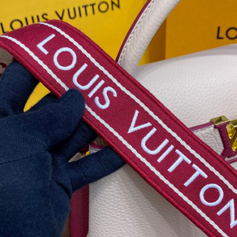 Louis Vuitton Capucines BB M59061 Egg Shell/Lie de Vin Red-9