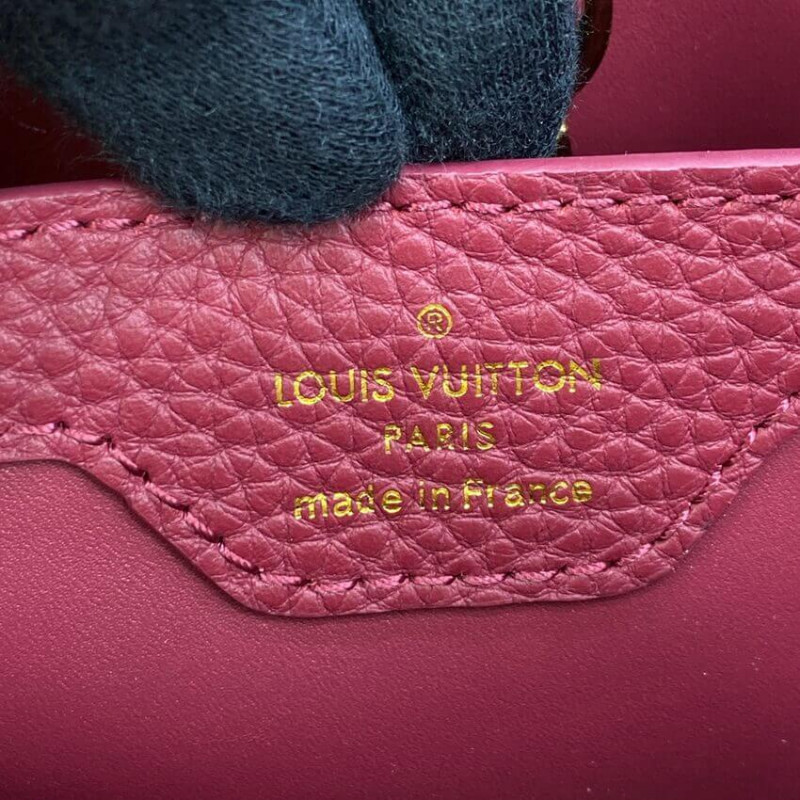 Louis Vuitton Capucines BB M59061 Egg Shell/Lie de Vin Red-13