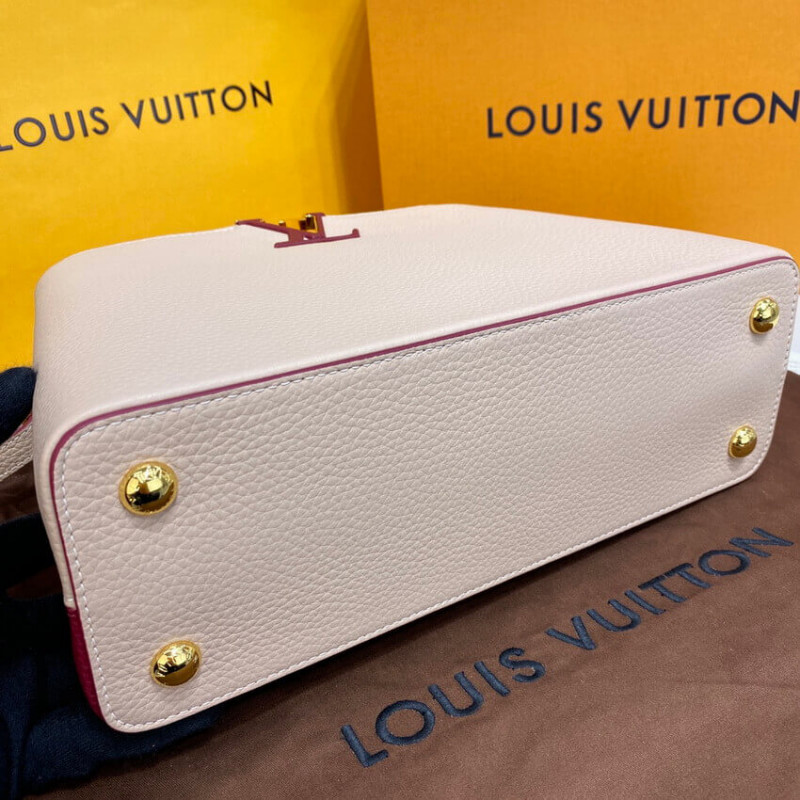 Louis Vuitton Capucines MM M58610 Egg Shell/Lie de Vin Red-5