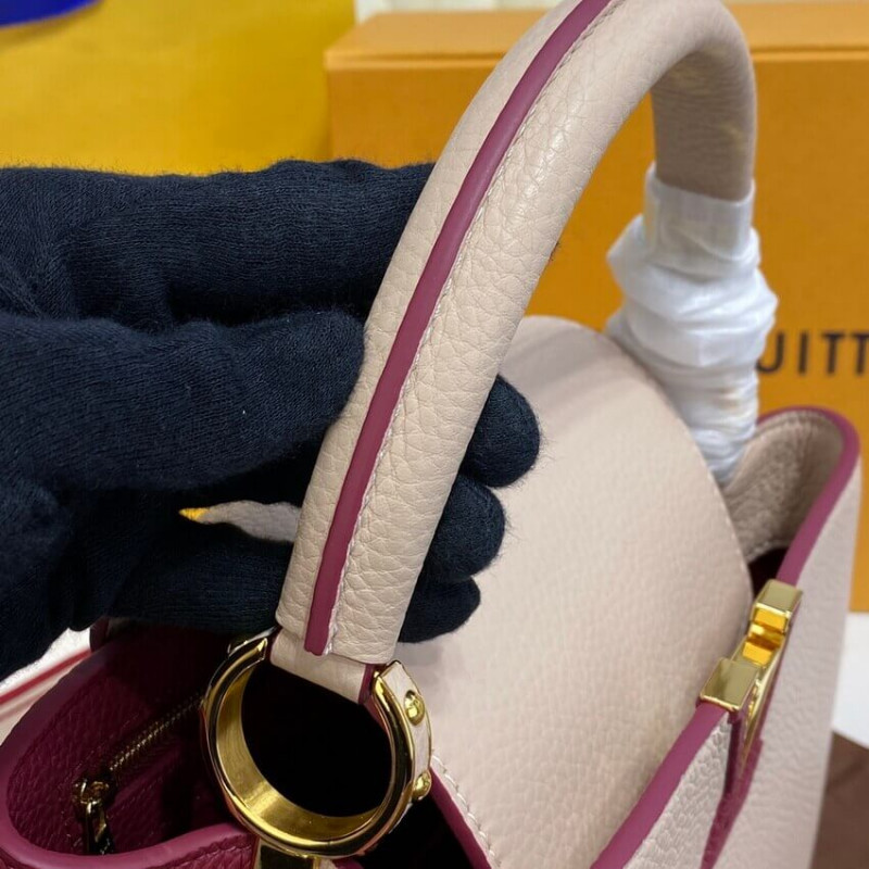 Louis Vuitton Capucines MM M58610 Egg Shell/Lie de Vin Red-6