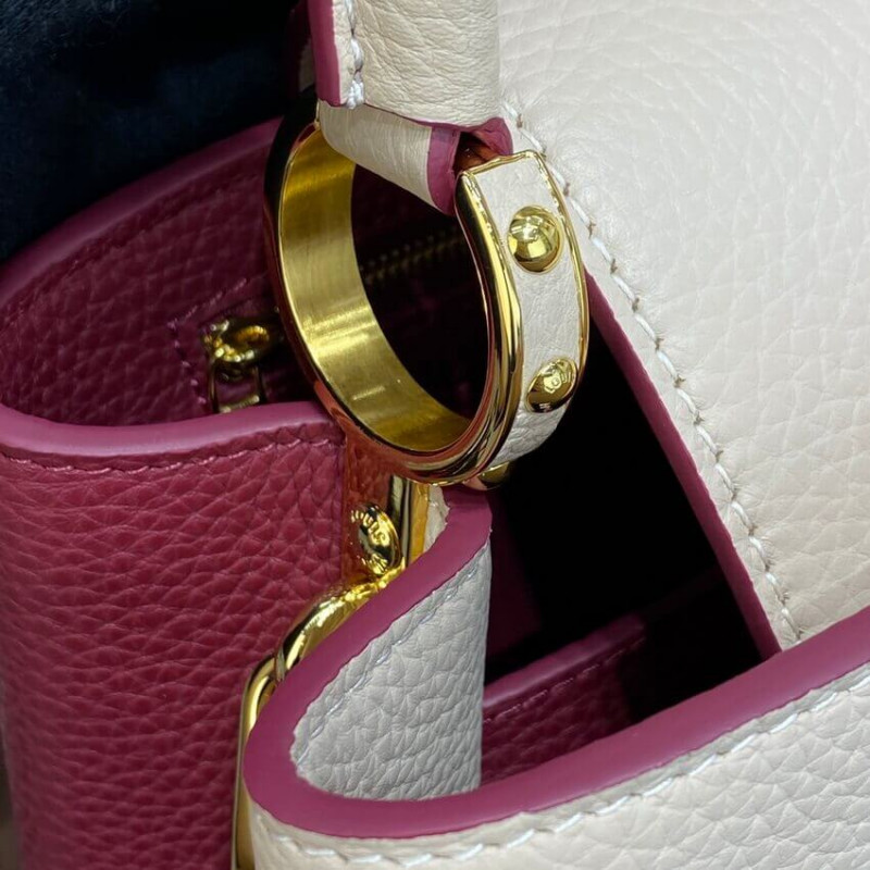 Louis Vuitton Capucines MM M58610 Egg Shell/Lie de Vin Red-7