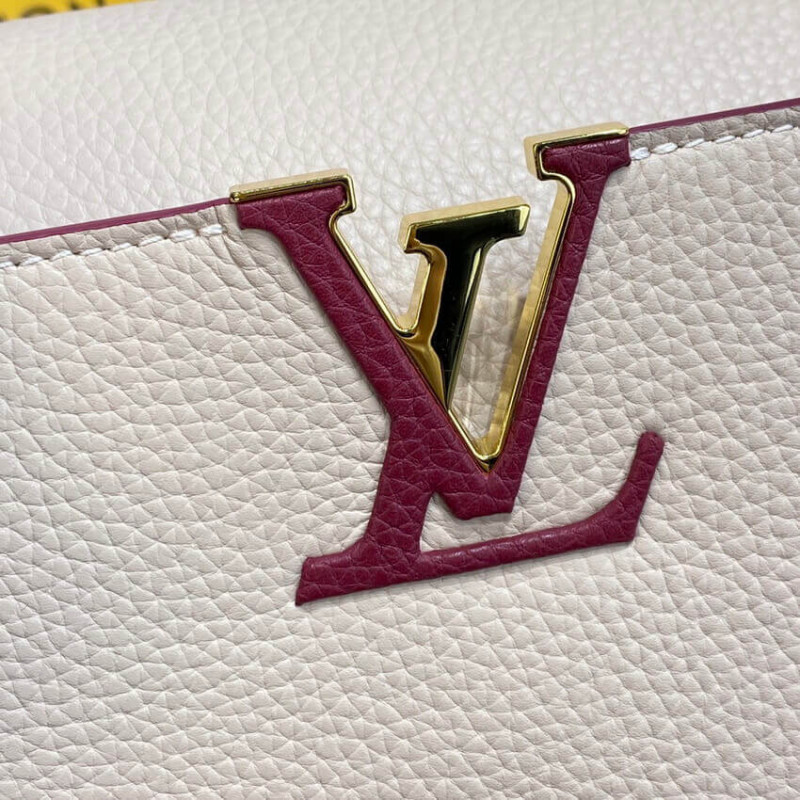 Louis Vuitton Capucines MM M58610 Egg Shell/Lie de Vin Red-8