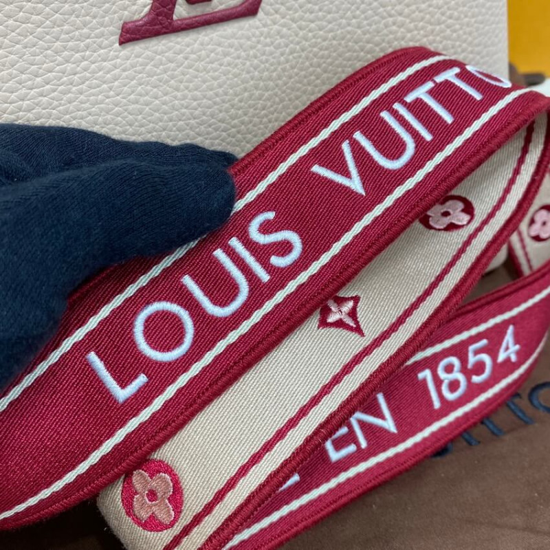 Louis Vuitton Capucines MM M58610 Egg Shell/Lie de Vin Red-10