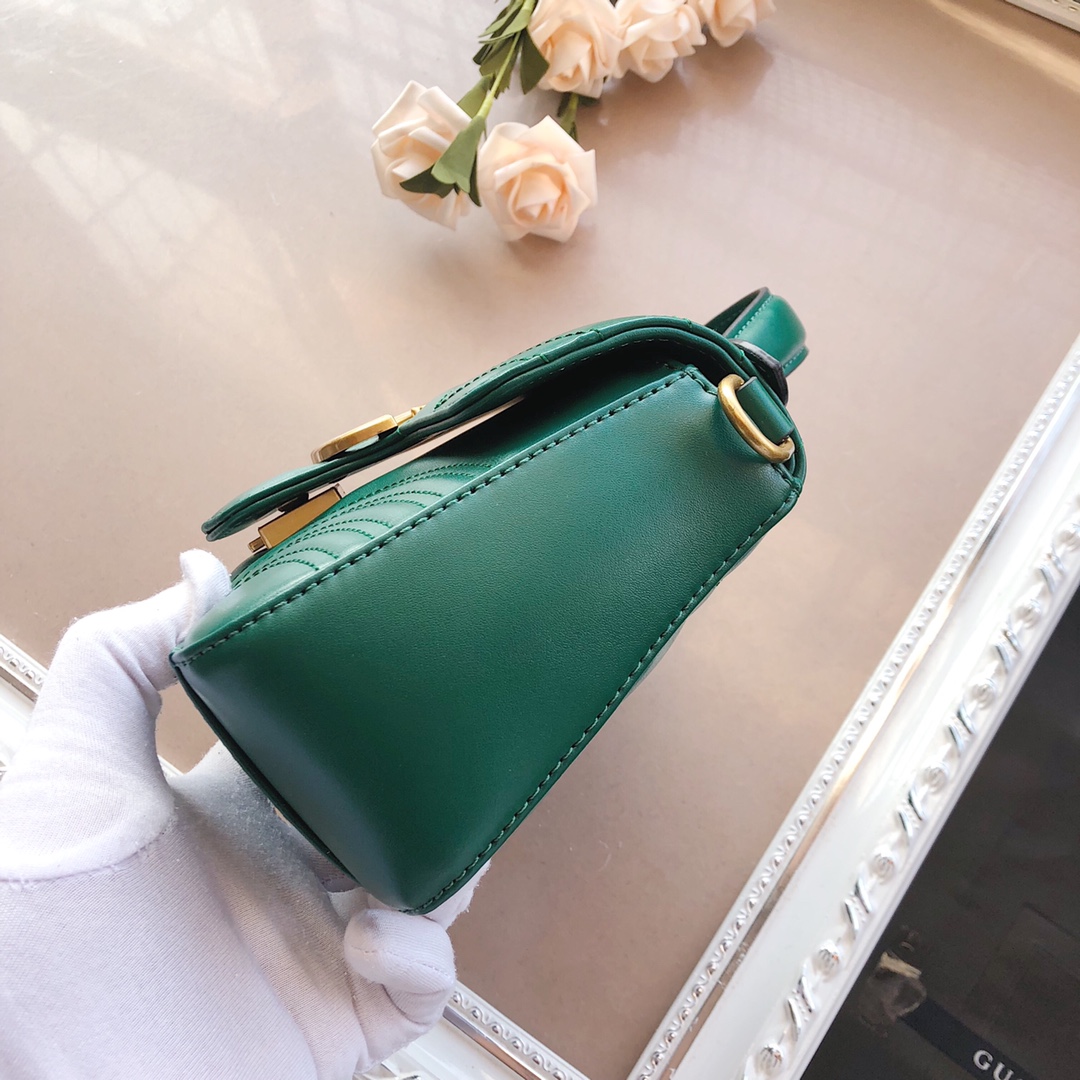 bolso de mango superior de Gucci Marmont negro/marrón/verde-8