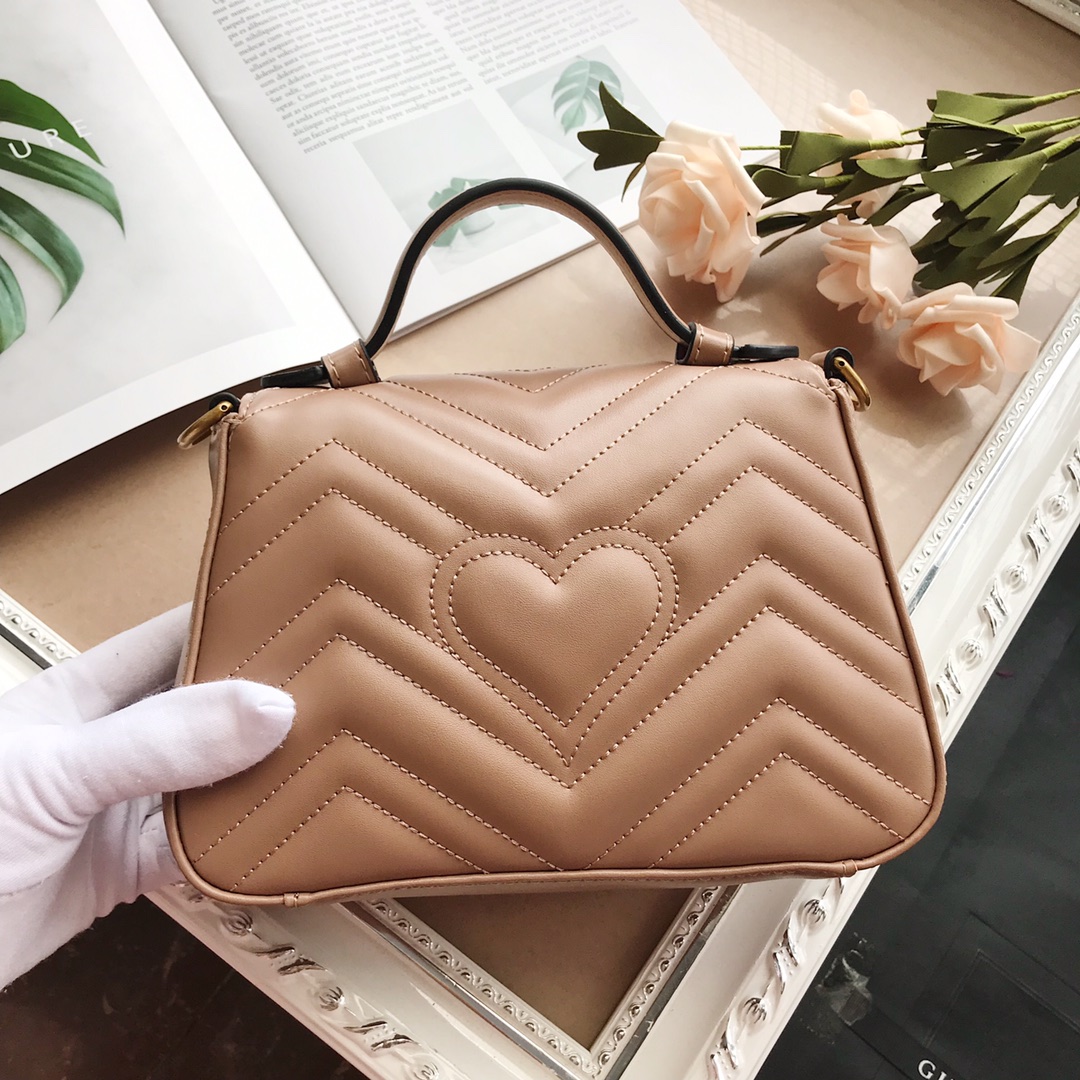 bolso de mango superior de Gucci Marmont negro/marrón/verde-11