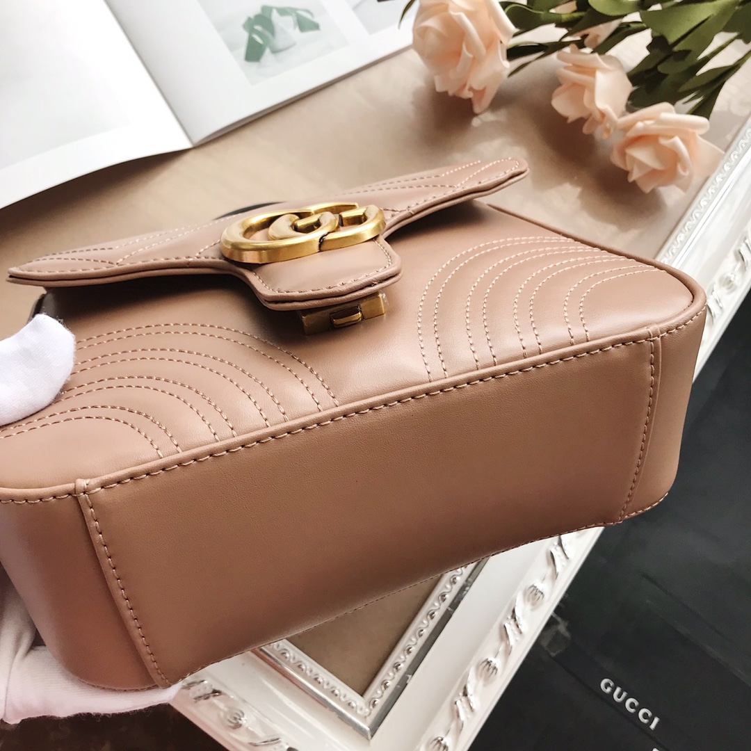 bolso de mango superior de Gucci Marmont negro/marrón/verde-12