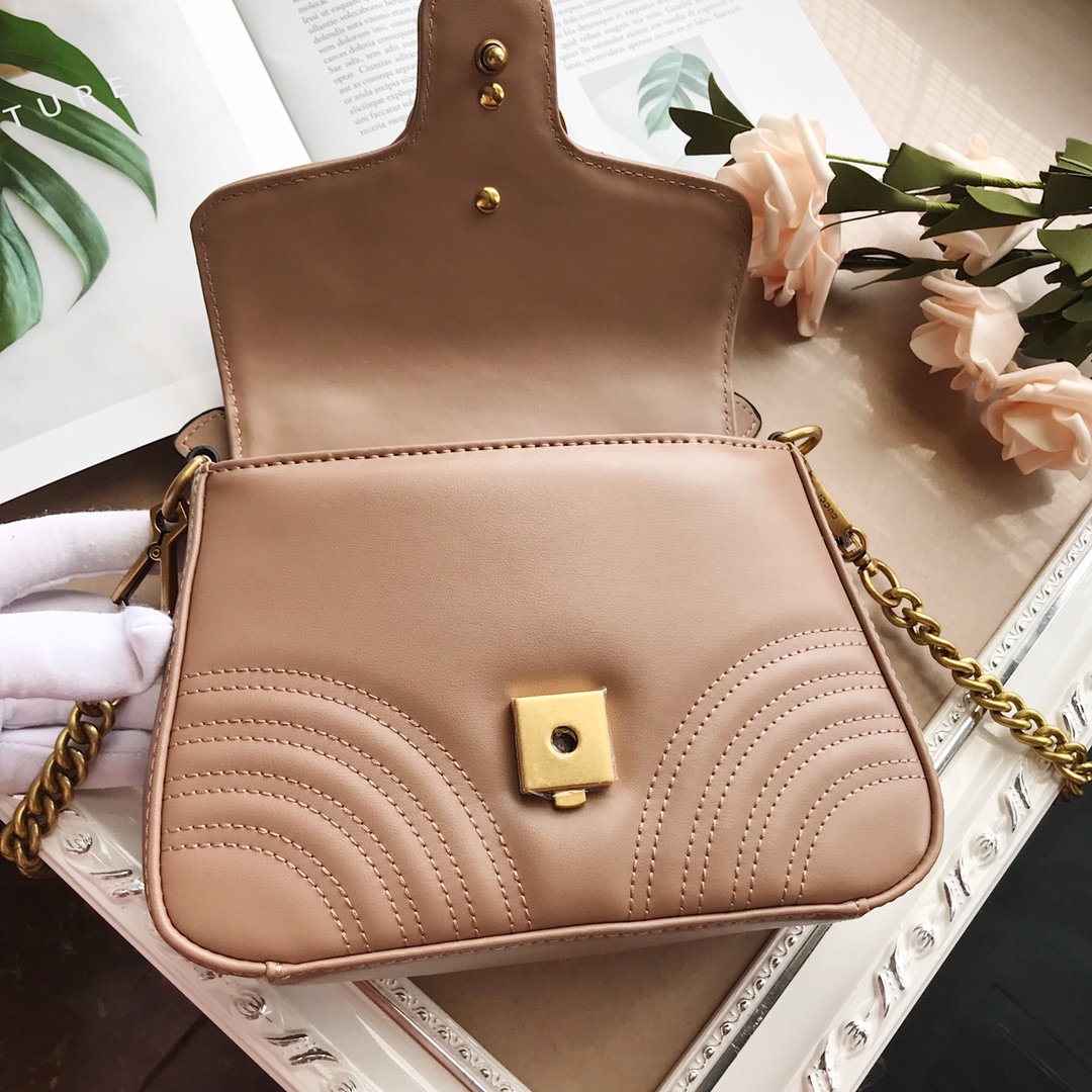bolso de mango superior de Gucci Marmont negro/marrón/verde-13