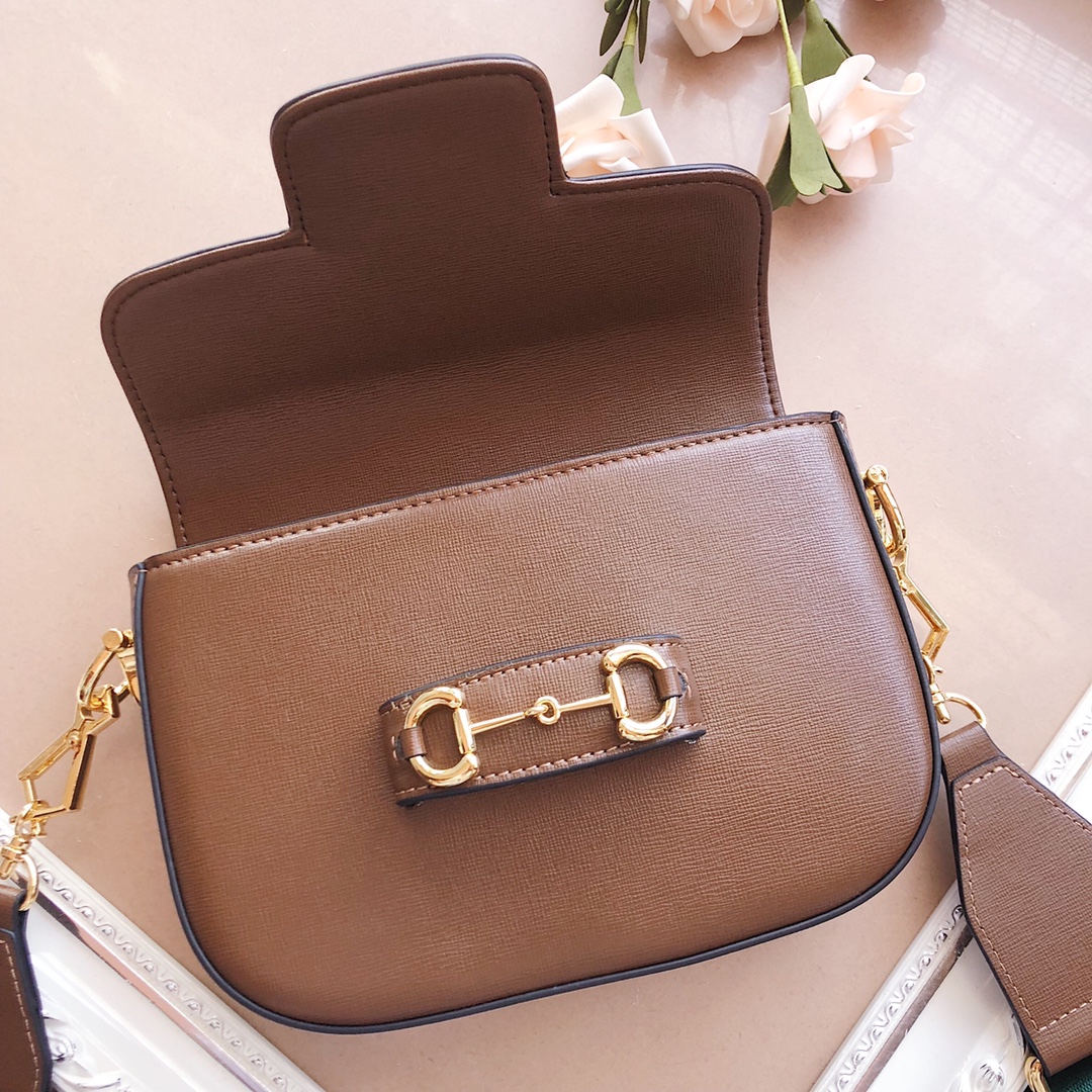 Gucci Horsebit 1955 mini bolsa marrón/negro/blanco-3