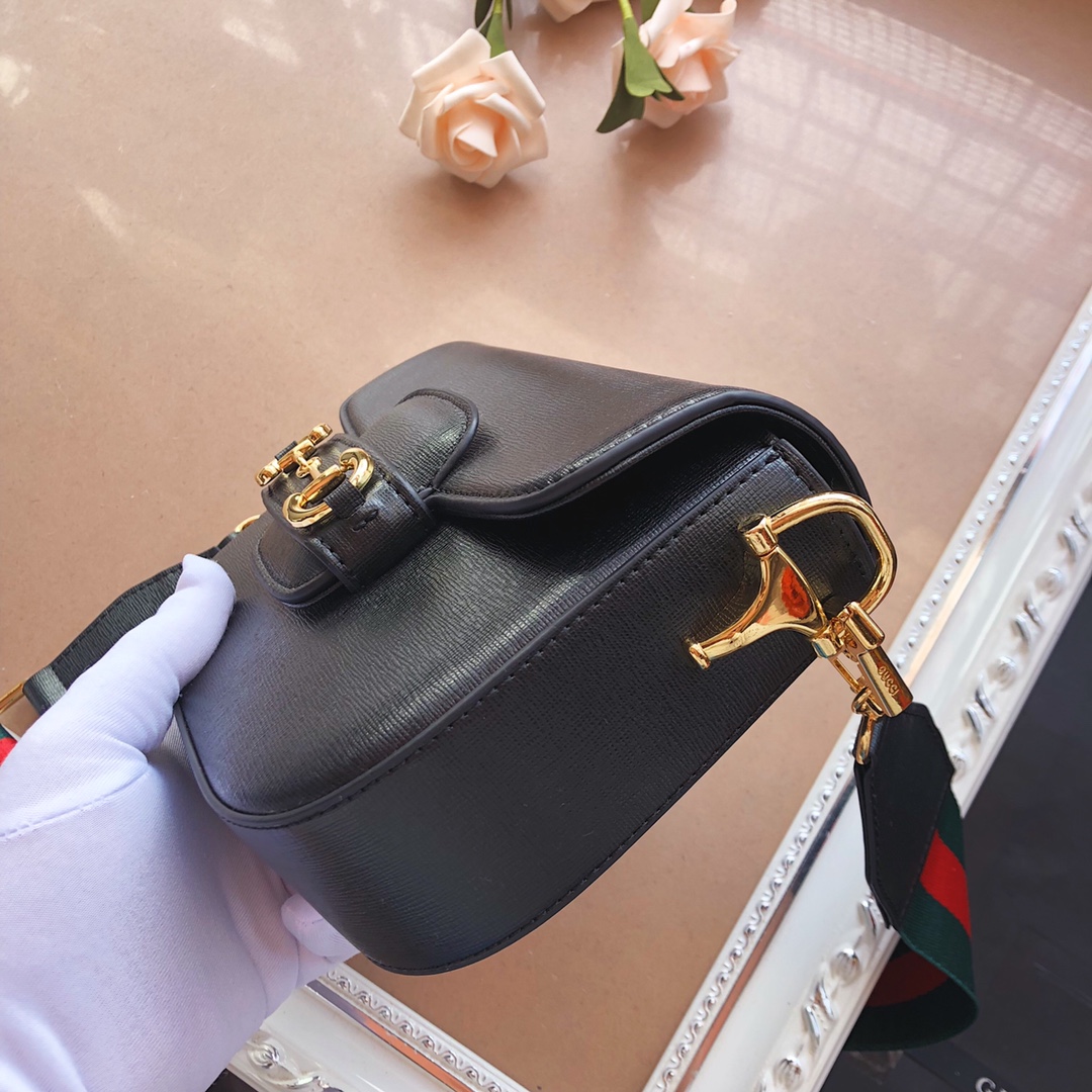 Gucci Horsebit 1955 mini bolsa marrón/negro/blanco-7