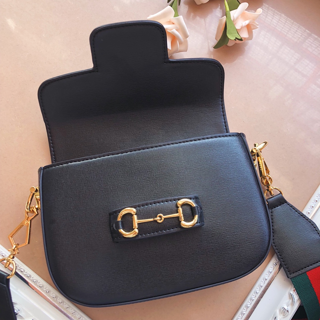 Gucci Horsebit 1955 mini bolsa marrón/negro/blanco-8