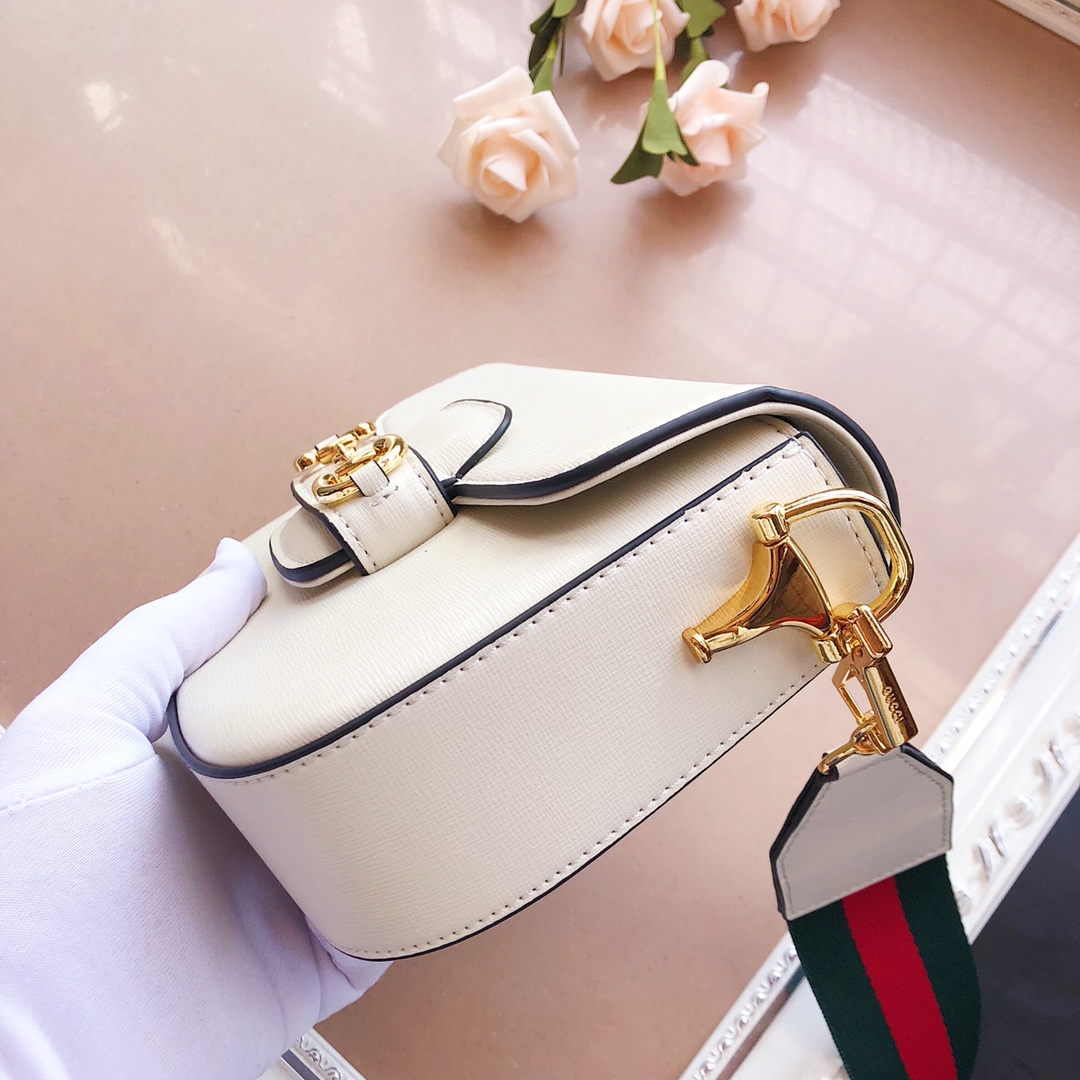 Gucci Horsebit 1955 mini bolsa marrón/negro/blanco-12