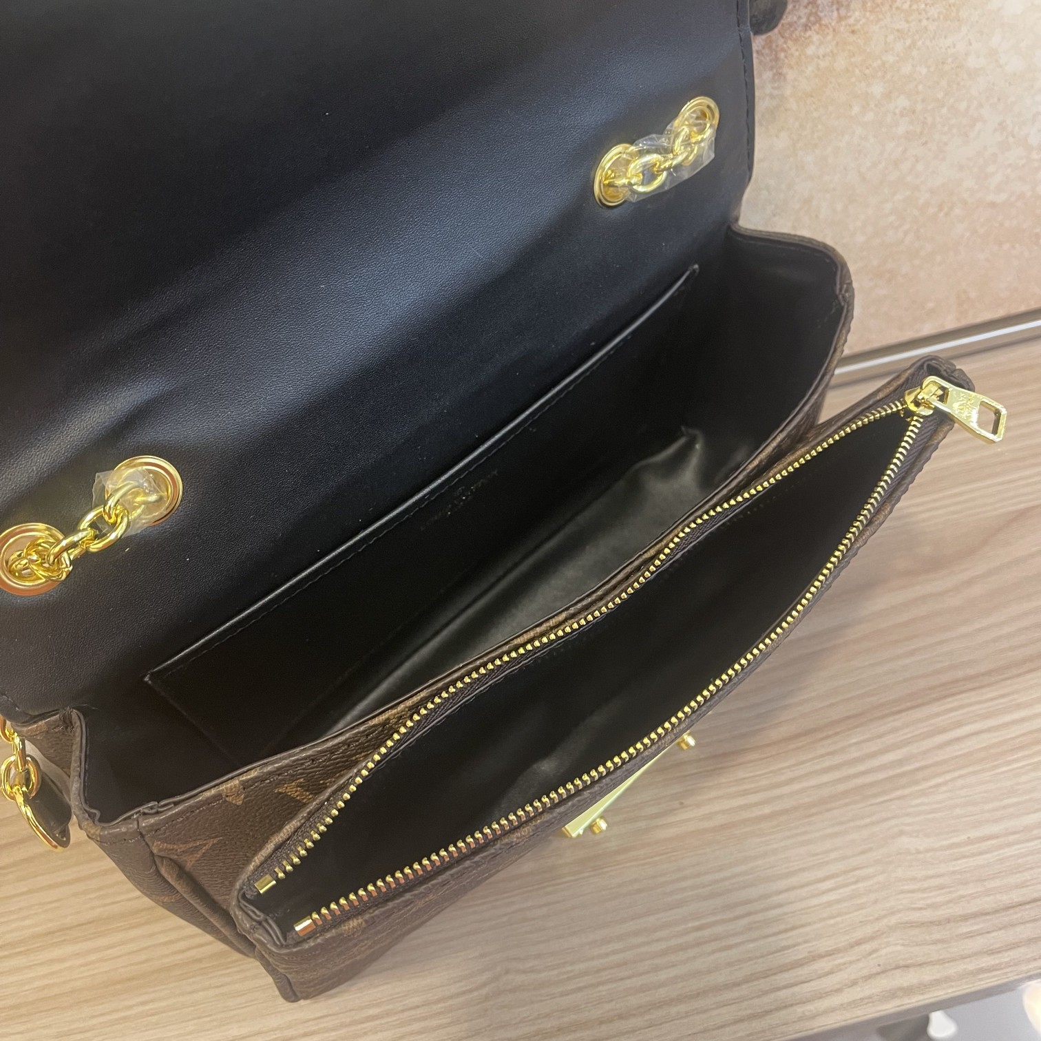 Louis Vuitton Marceau Chain HandBolsa- Black/Brown-4