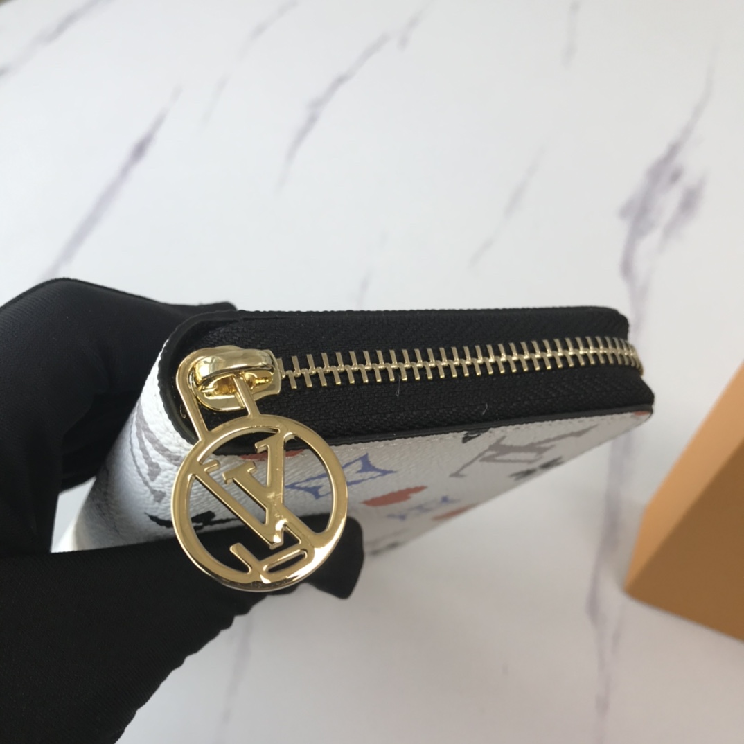 Juego de Louis Vuitton en Zippy Wallet M80323 Negro/Blanco-13