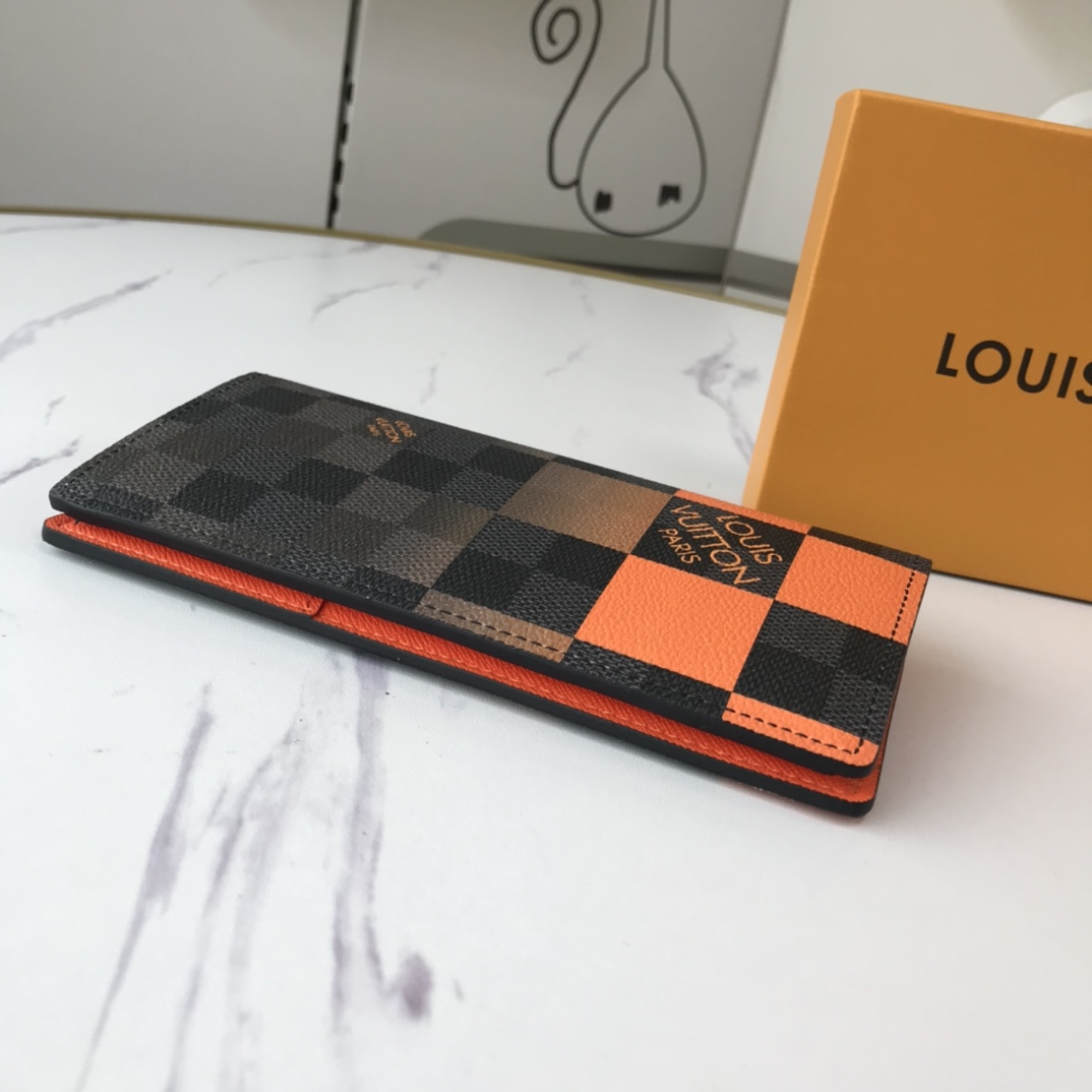 Louis Vuitton Brazza Wallet N40415 White/Blue/Orange-14