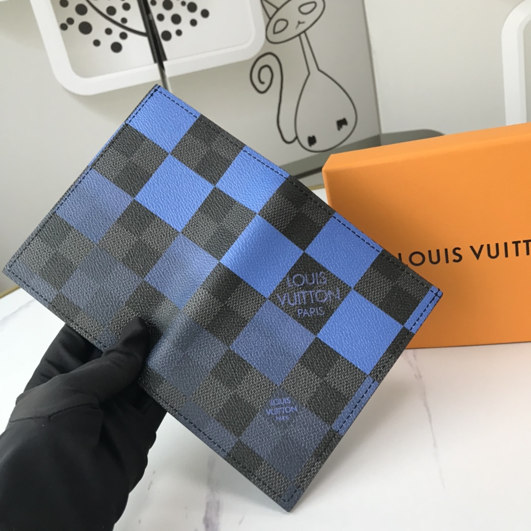 Cubierta de pasaporte de Louis Vuitton N60410 White/Blue/Orange-4